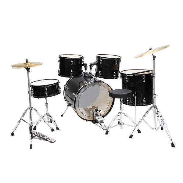 mlnshops 5-Piece Black full size adult drum set with cymbals