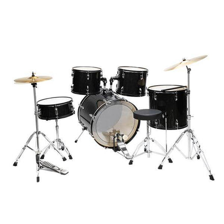 mlnshops 5-Piece Black full size adult drum set with cymbals
