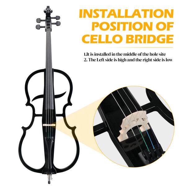mlnshops full size electric cello - Sleek Black Skeleton