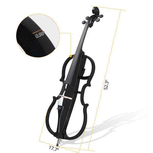 mlnshops full size electric cello - Sleek Black Skeleton