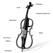 mlnshops full size electric cello - Sleek Black Skeleton