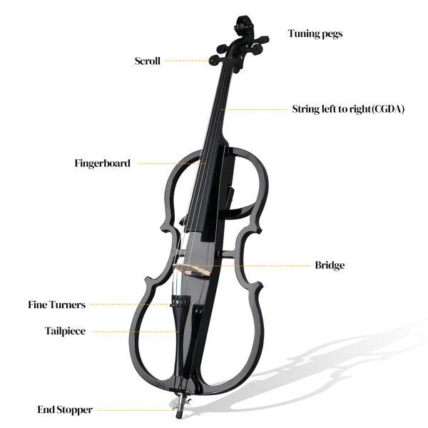 mlnshops full size electric cello - Sleek Black Skeleton