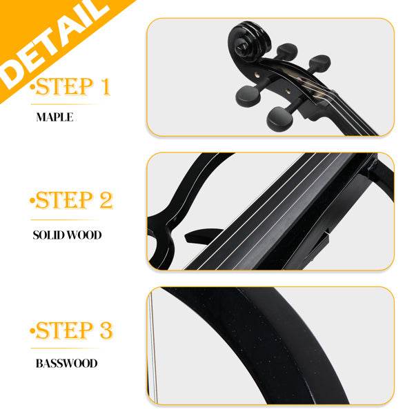 mlnshops full size electric cello - Sleek Black Skeleton