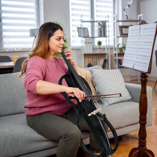 mlnshops full size electric cello - Sleek Black Skeleton