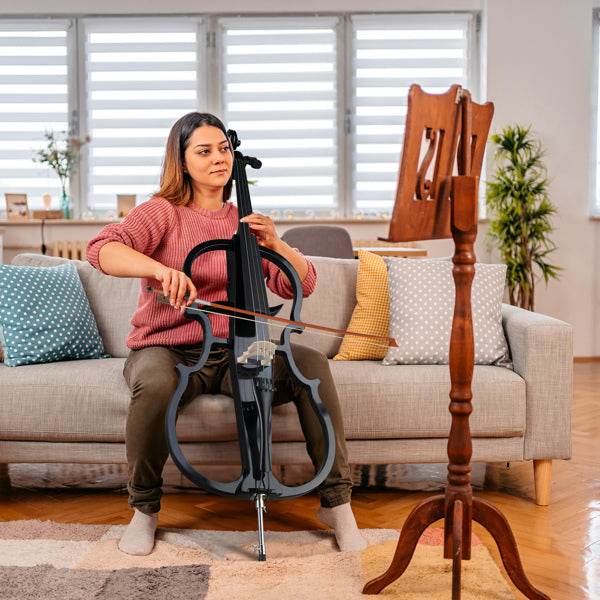 mlnshops full size electric cello - Sleek Black Skeleton