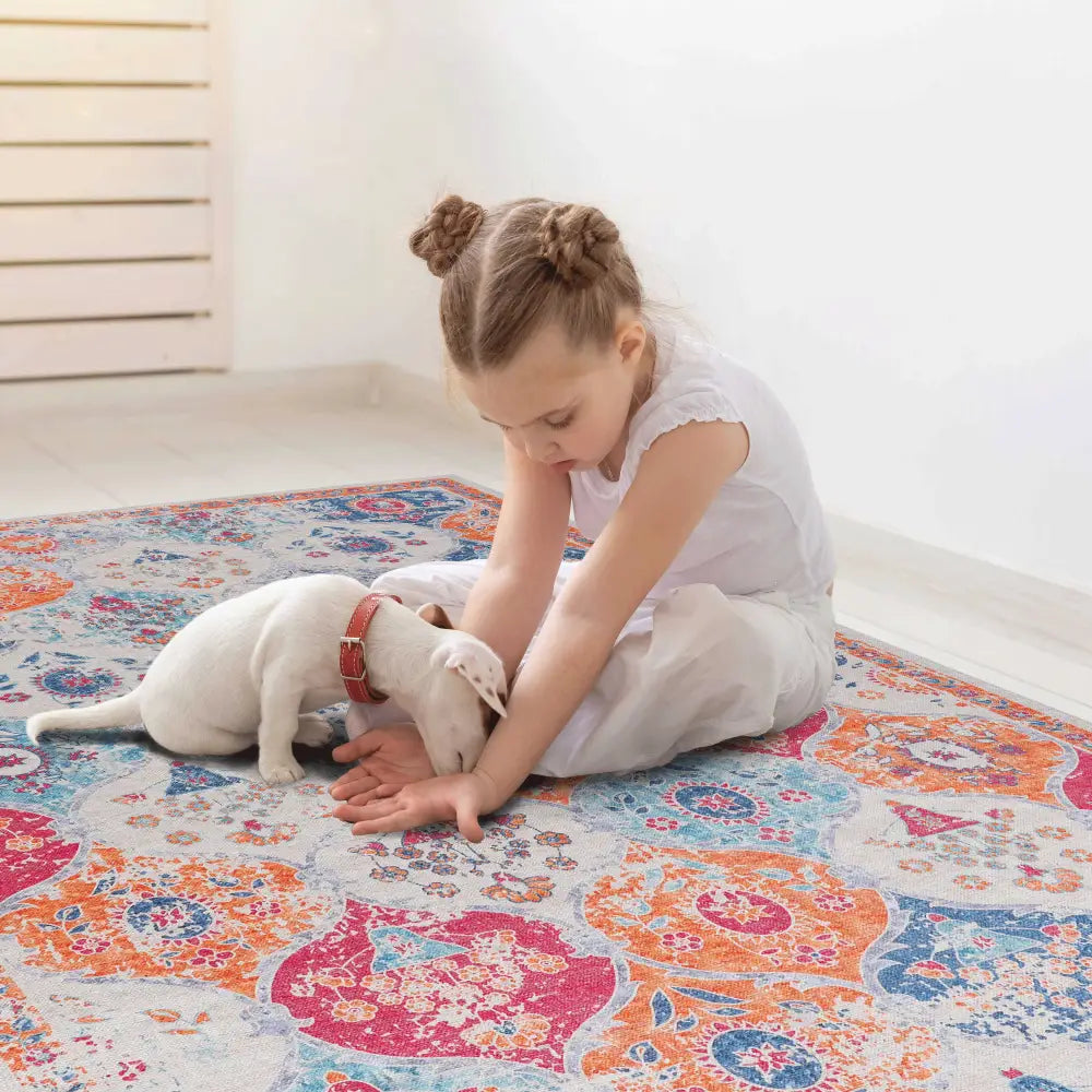 Naar 2x3 Cream Area Rug, Washable Area Rugs, Low-Pile, Non-Slip, Non-Shedding, Foldable, Kid&Pet Friendly, Area Rugs for living room, bedroom, kitchen, dining room rug MLNshops]