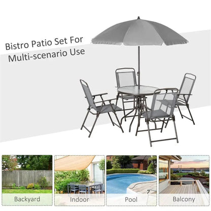 Outdoor dining table and chair package with umbrella MLNshops]