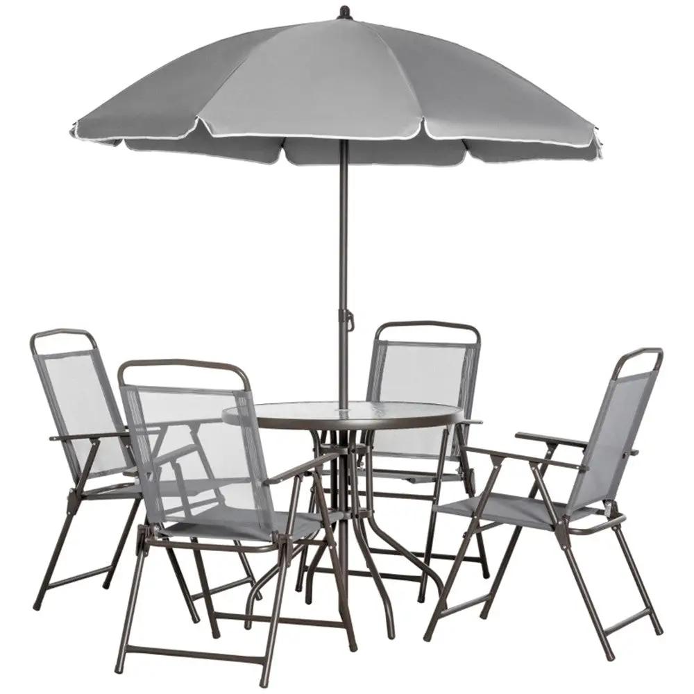 Outdoor dining table and chair package with umbrella MLNshops]