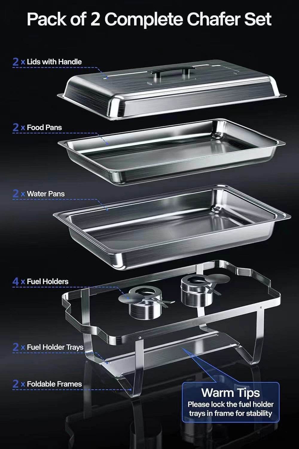 MLNshops Buffet Catering Dish Set with Outdoor Party Food Warmers