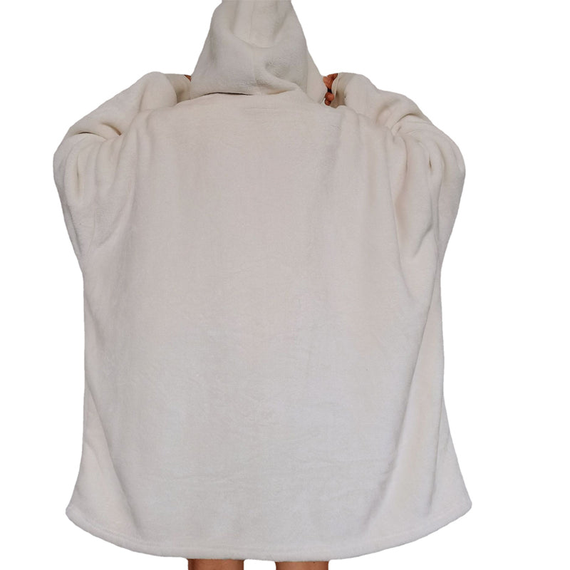 Oversized Pullover Warm Comfortable Fleece Hooded Blanket for Women- One Size MLNshops]