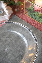 MLNshops Party Decor Plastic Charger Plates with Beaded Edge