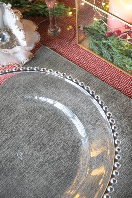 MLNshops Party Decor Plastic Charger Plates with Beaded Edge