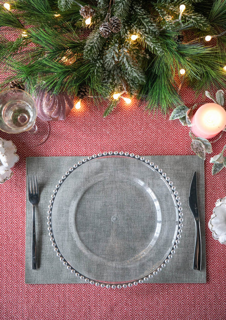 MLNshops Party Decor Plastic Charger Plates with Beaded Edge Default