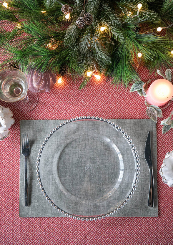 MLNshops Party Decor Plastic Charger Plates with Beaded Edge Default