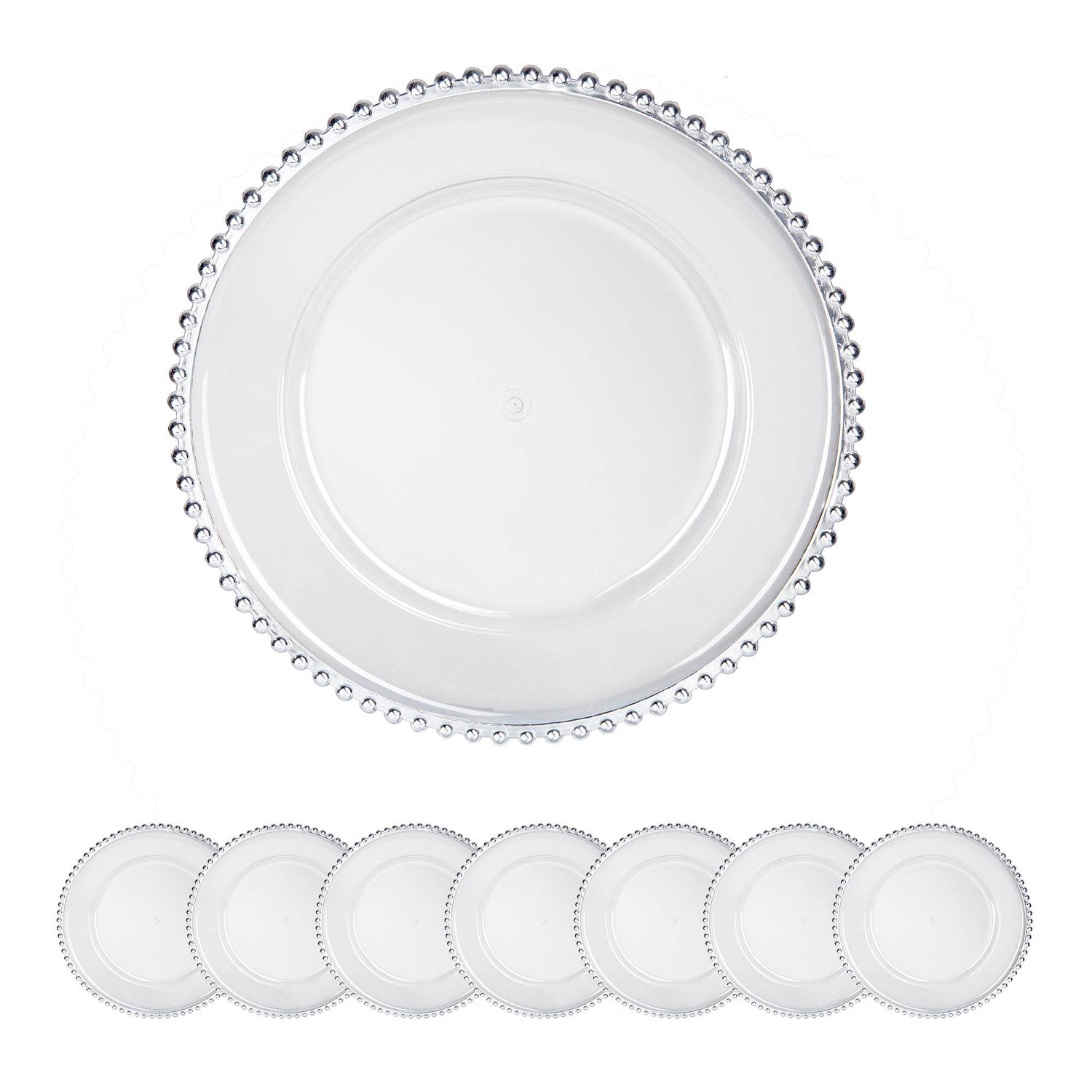 MLNshops Party Decor Plastic Charger Plates with Beaded Edge