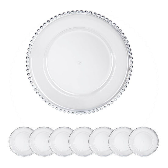 MLNshops Party Decor Plastic Charger Plates with Beaded Edge