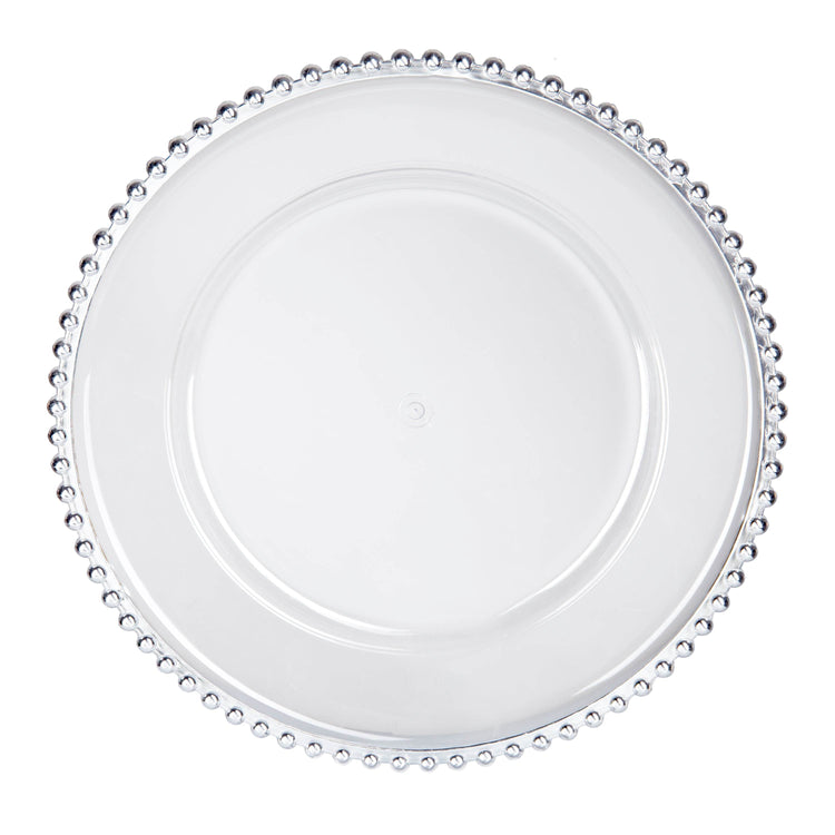 MLNshops Party Decor Plastic Charger Plates with Beaded Edge