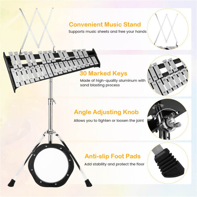 MLNshops Percussion Instrument Glockenspiel with Stand