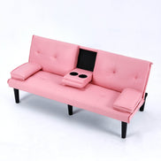 MLNshops Pink Foldable Sofa Bed with Cup Holders