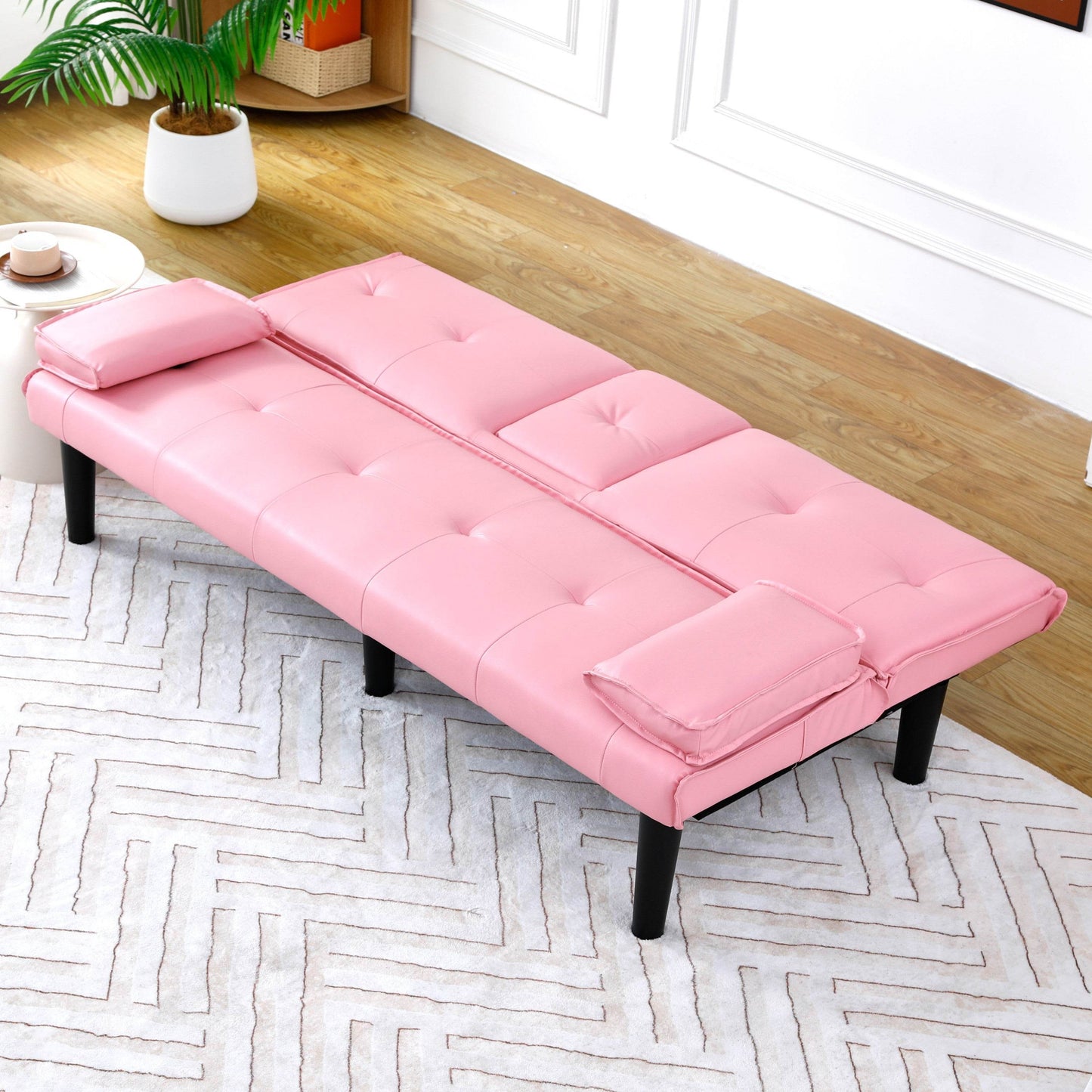 MLNshops Pink Foldable Sofa Bed with Cup Holders