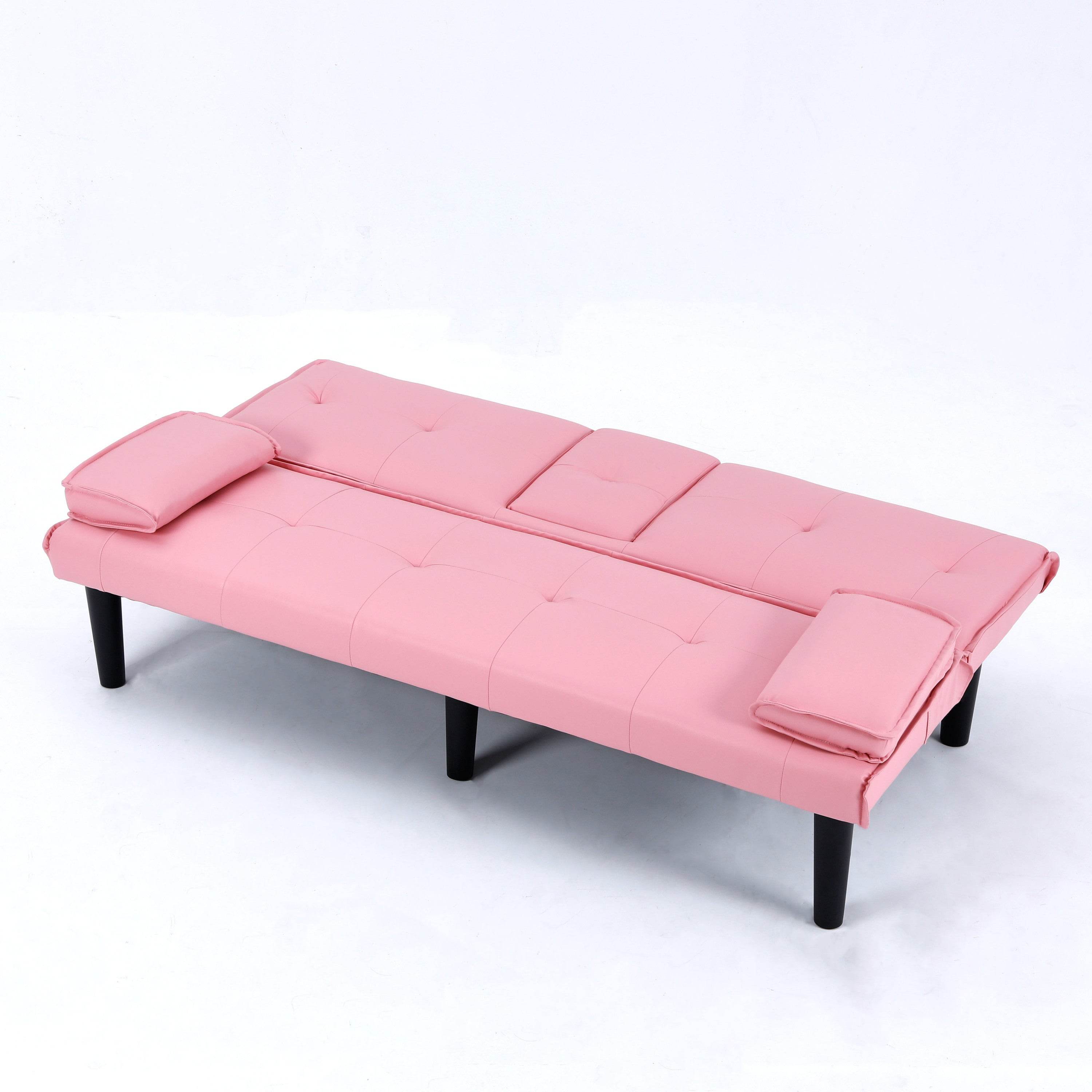 MLNshops Pink Foldable Sofa Bed with Cup Holders