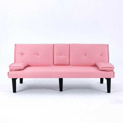 MLNshops Pink Foldable Sofa Bed with Cup Holders