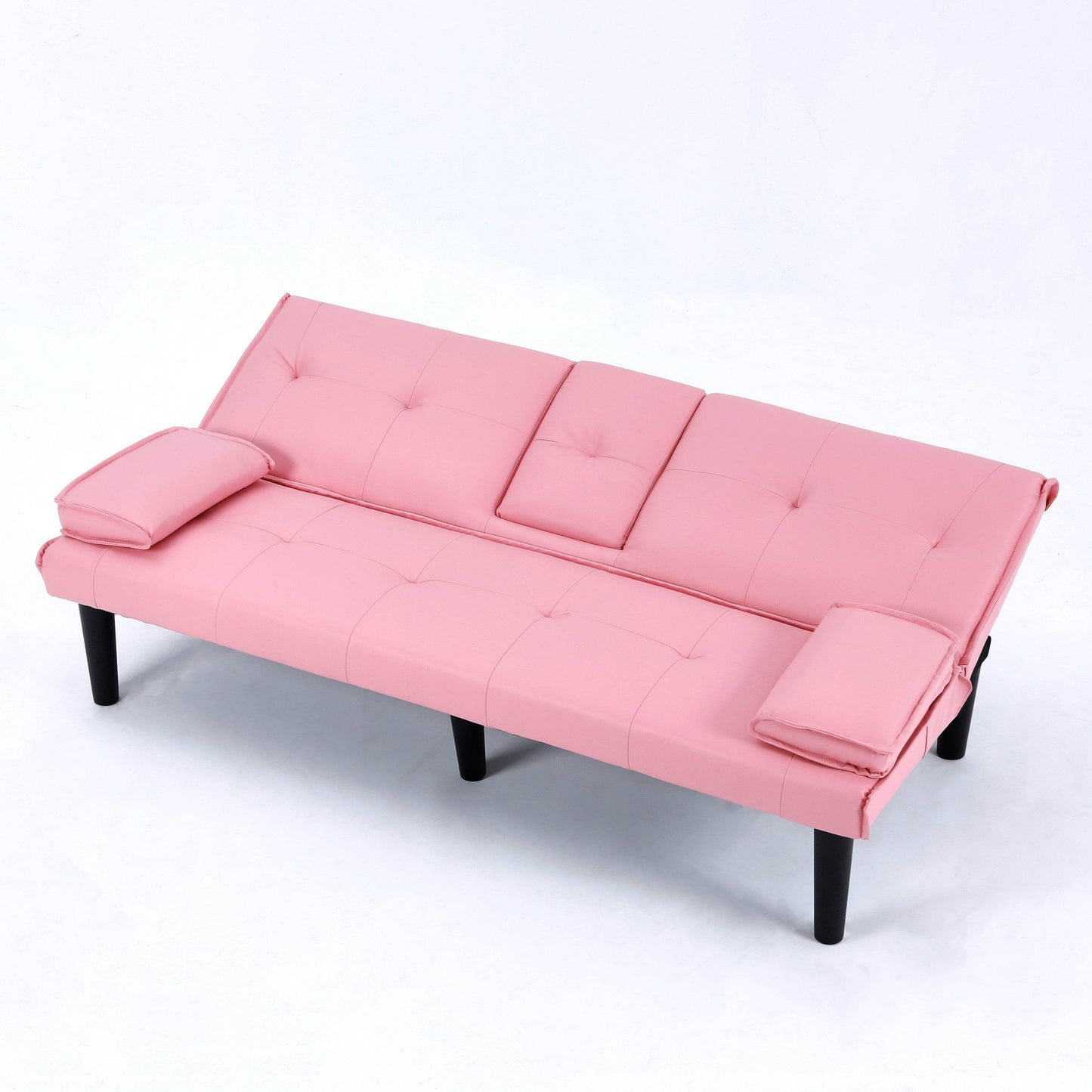 MLNshops Pink Foldable Sofa Bed with Cup Holders