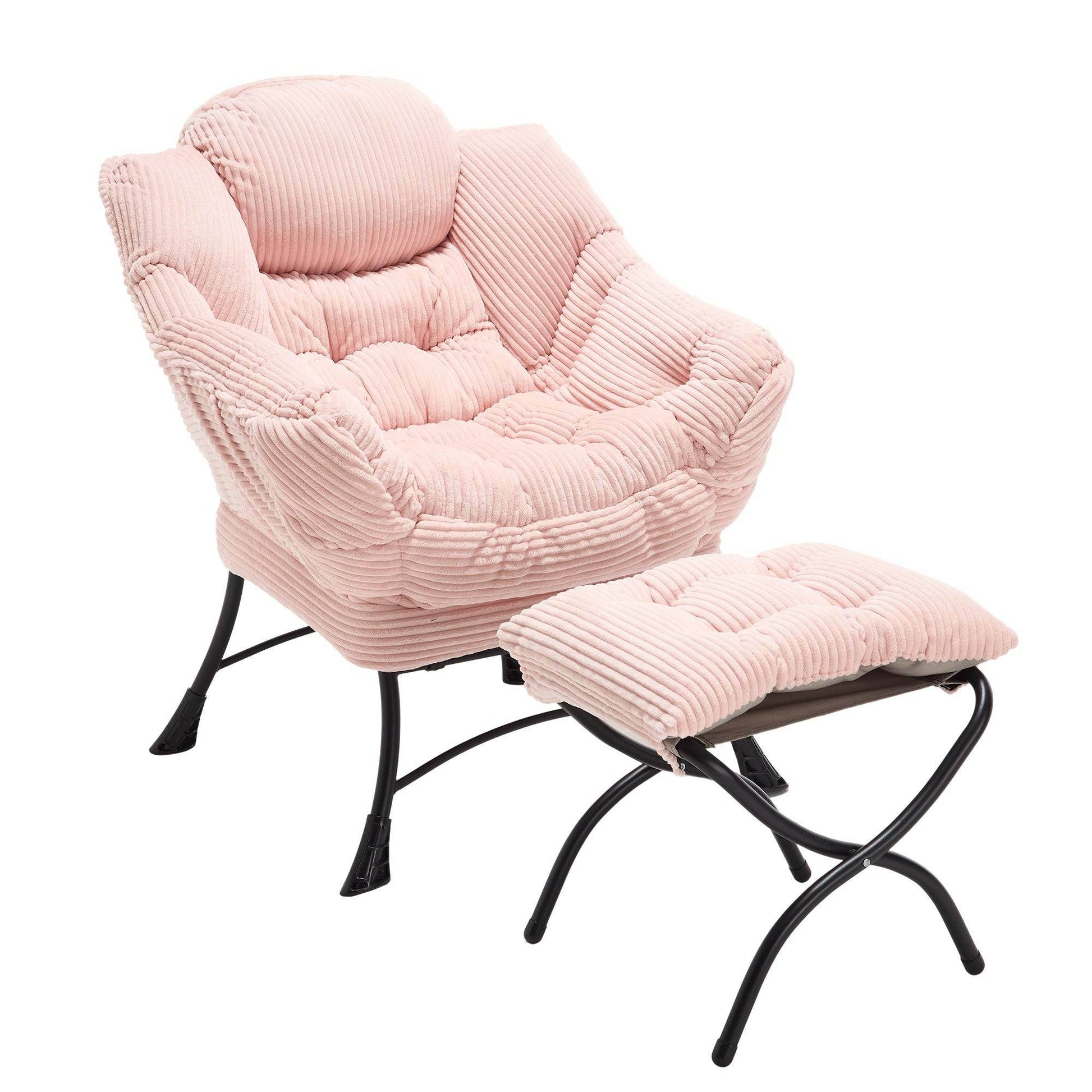 MLNshops Pink Lazy Chair with Ottoman for Comfort