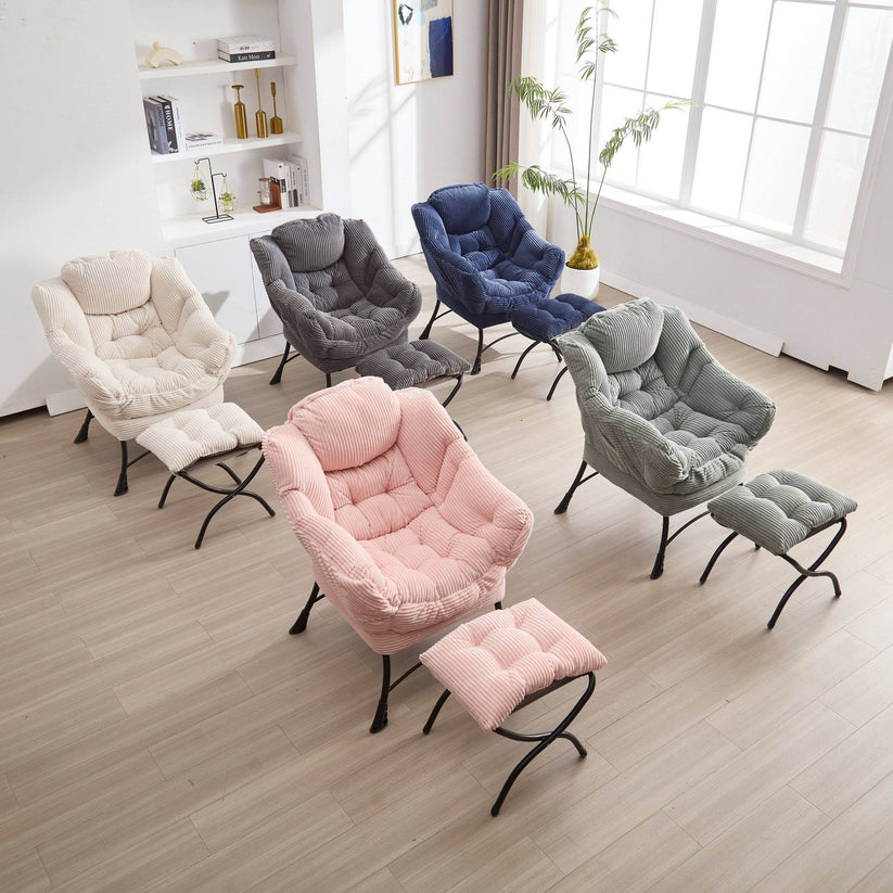 Pink lazy chair with ottoman – multi-color collection