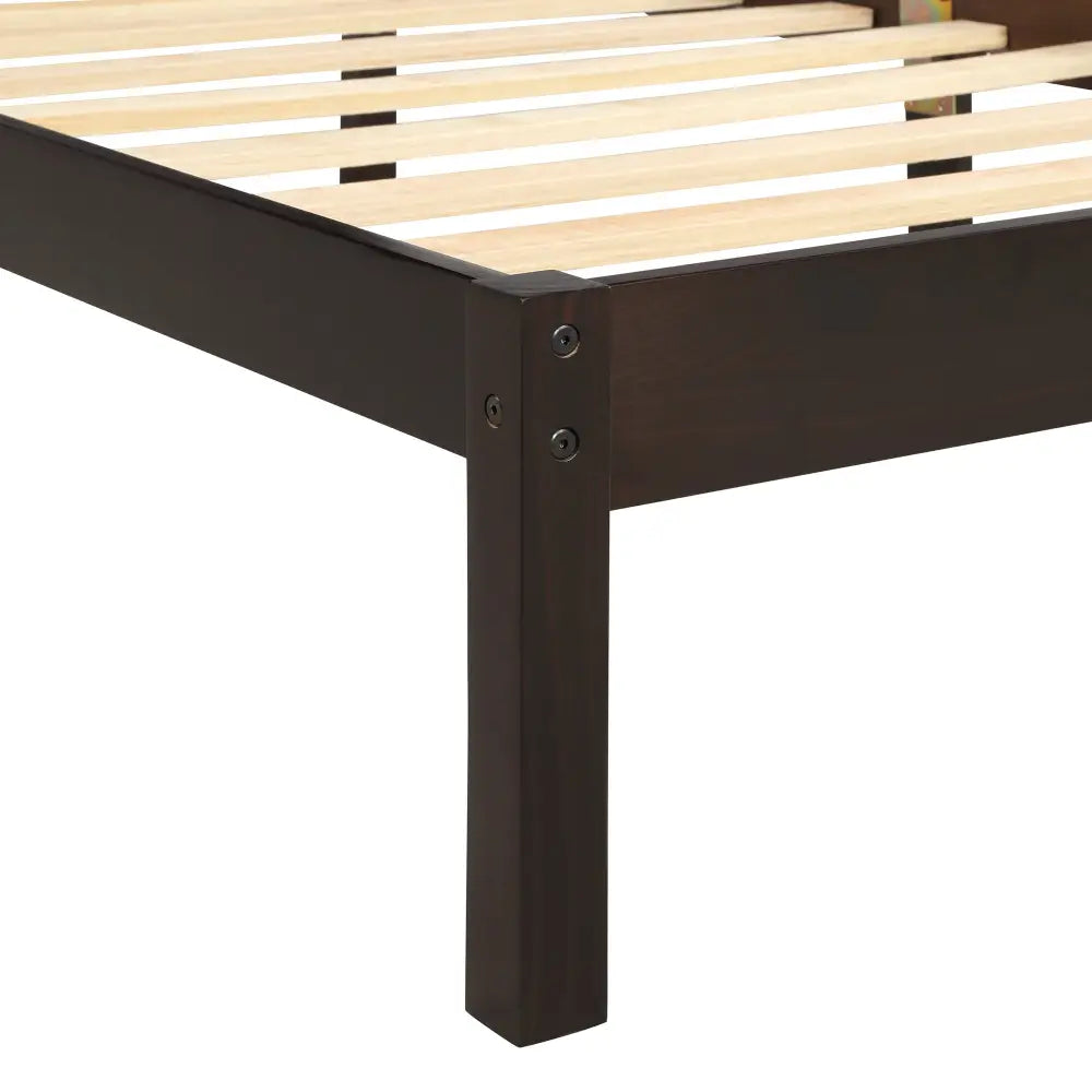 Platform Bed Frame with Headboard, Wood Slat Support, No Box Spring Needed, Full, Espresso MLNshops]