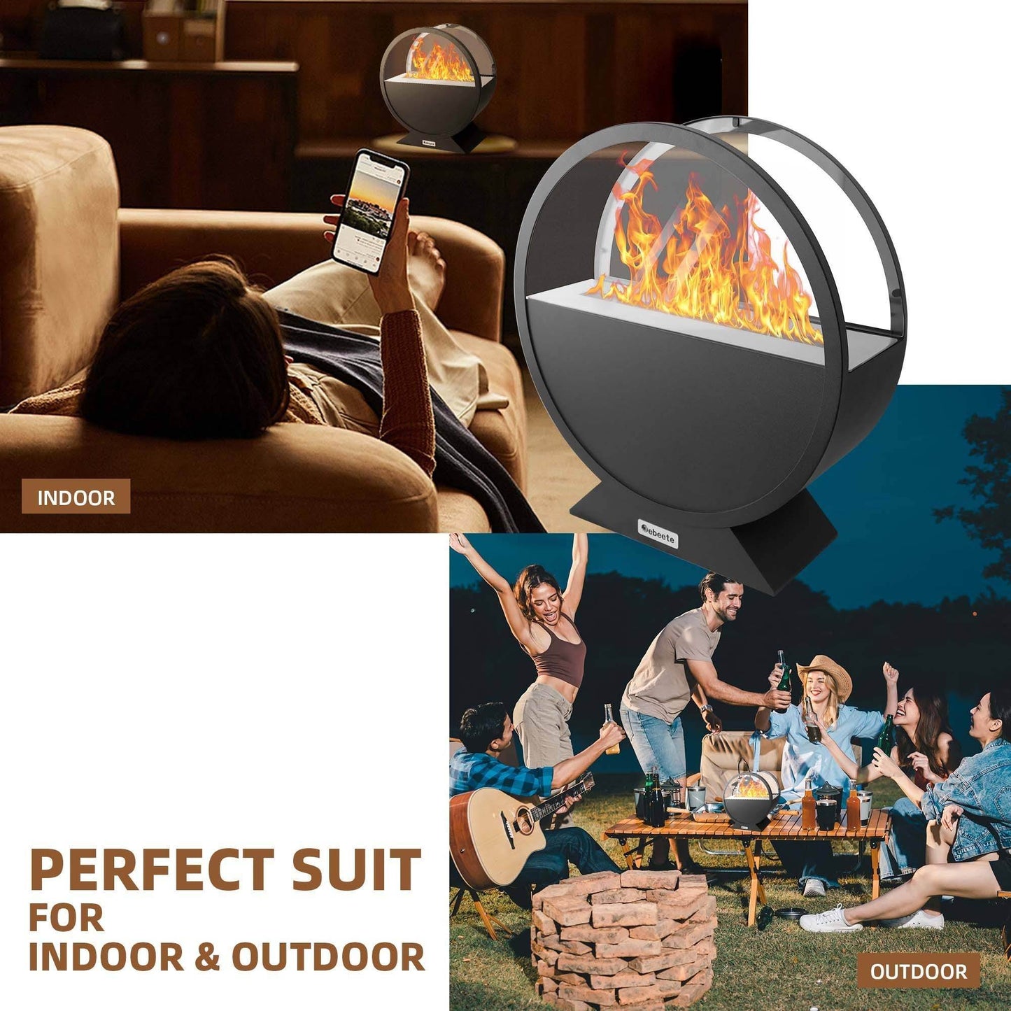 MLNshops Portable Bio Ethanol Fire Pit for Outdoor Use