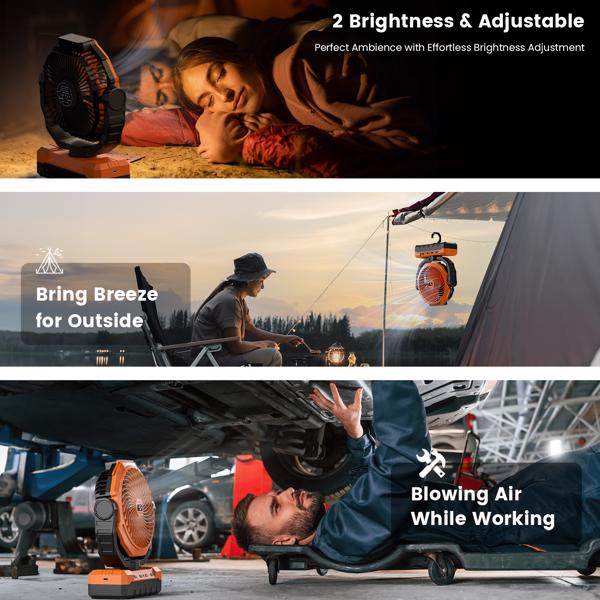 mlnshops Portable USB Table Fan for Outdoors with LED Light