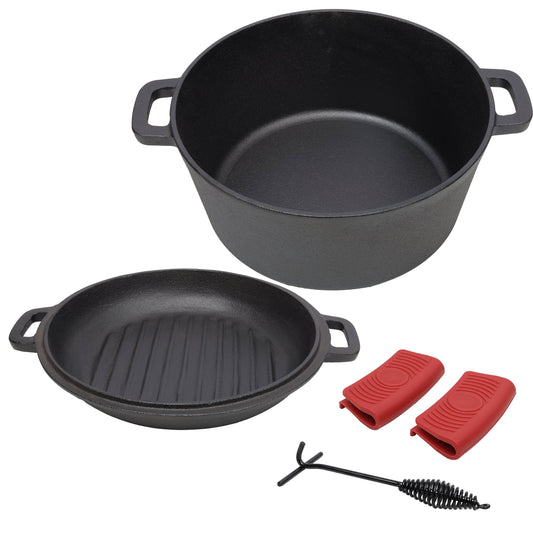 MLNshops Pre-Seasoned Cast Iron Dutch Oven Set Default