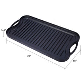 MLNshops Pre-Seasoned Cast Iron Grill Griddle BBQ