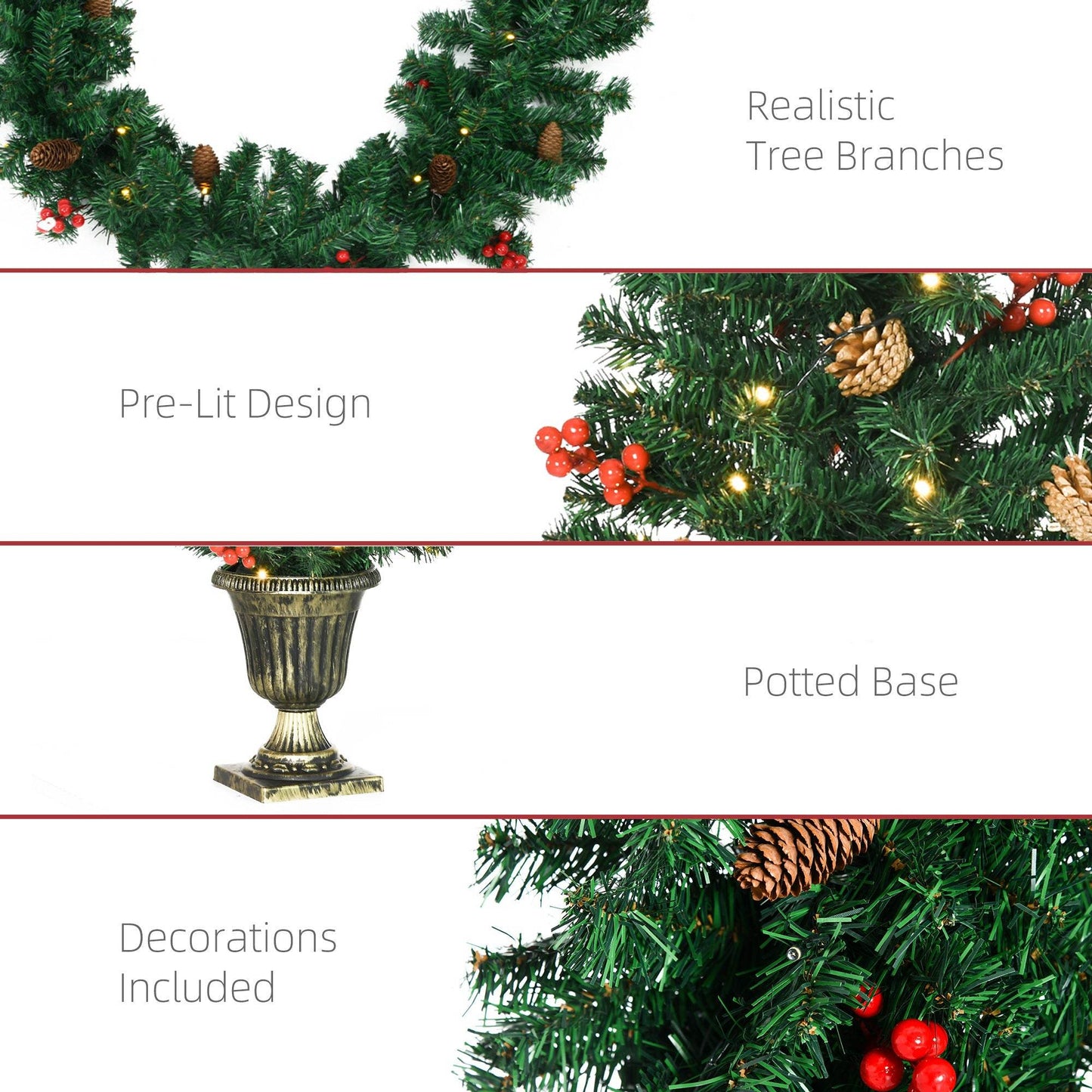 MLNshops Prelit Christmas Wreath and Garland Set with Pinecones