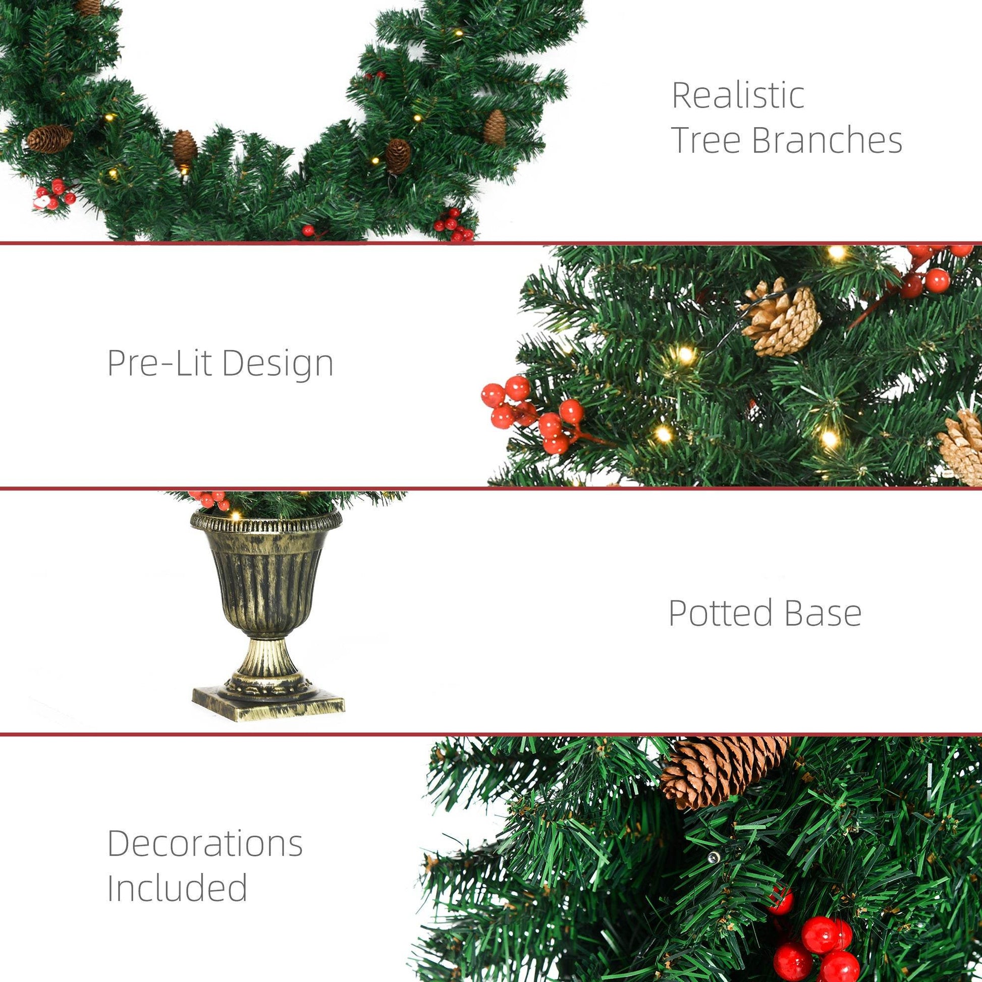 MLNshops Prelit Christmas Wreath and Garland Set with Pinecones
