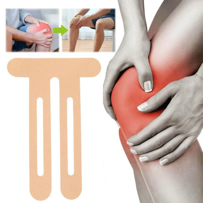 Beige precut knee support tape for joint pain relief