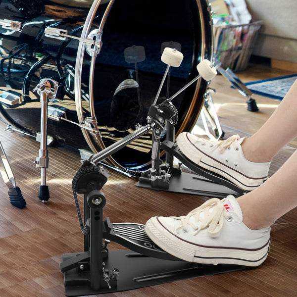mlnshops black double drum pedal for kit - Dual Chain Drive