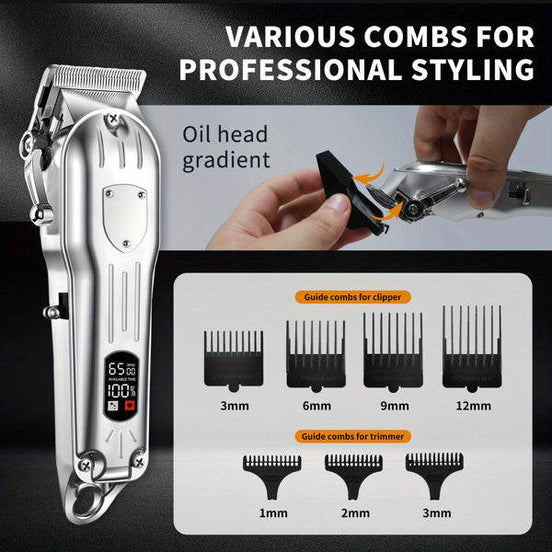 Professional Cordless Hair Clippers with LCD Display