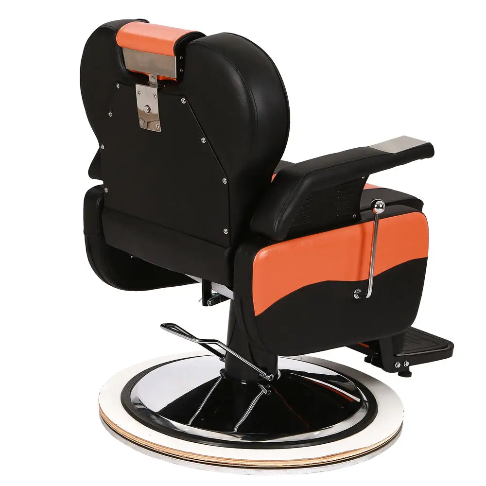 PVC Leather Cover, Wooden Armrest Shell, Iron Footrest, Disc With Footrest, Can Be Put Down 150kg, Barber Chair Orange MLNshops]