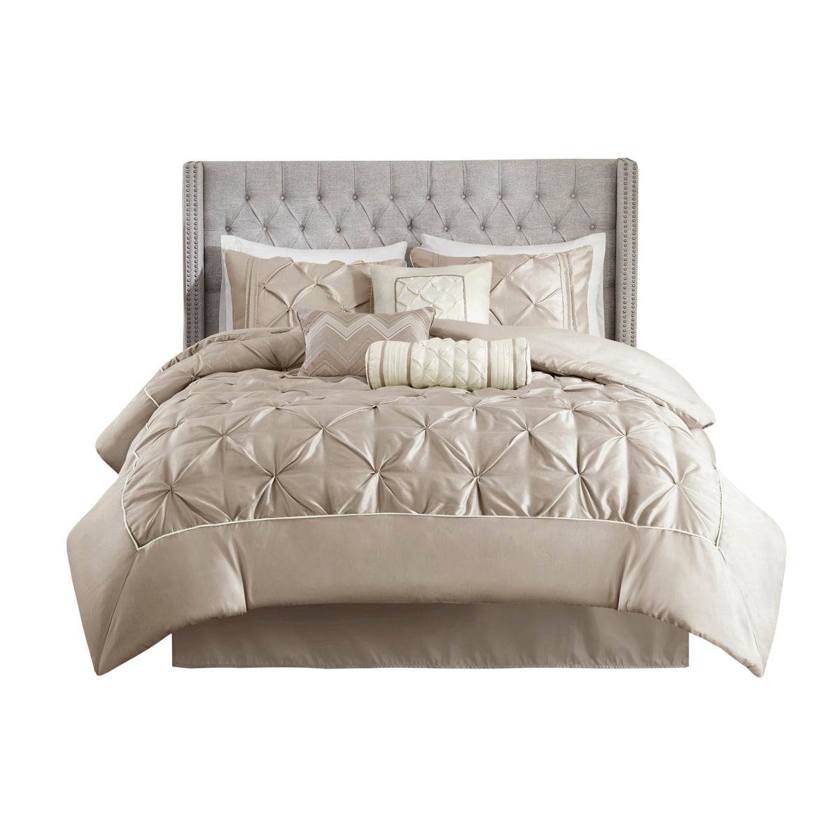 MLNshops 7 Piece Tufted Comforter Set Queen - Elegant Design