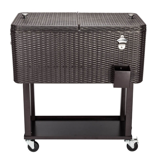 mlnshops Rattan Cooler with Wheels for Outdoor Fun