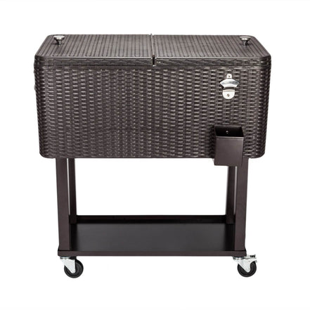mlnshops Rattan Cooler with Wheels for Outdoor Fun