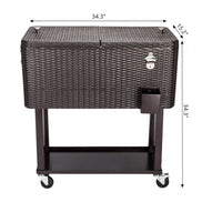 mlnshops Rattan Cooler with Wheels for Outdoor Fun
