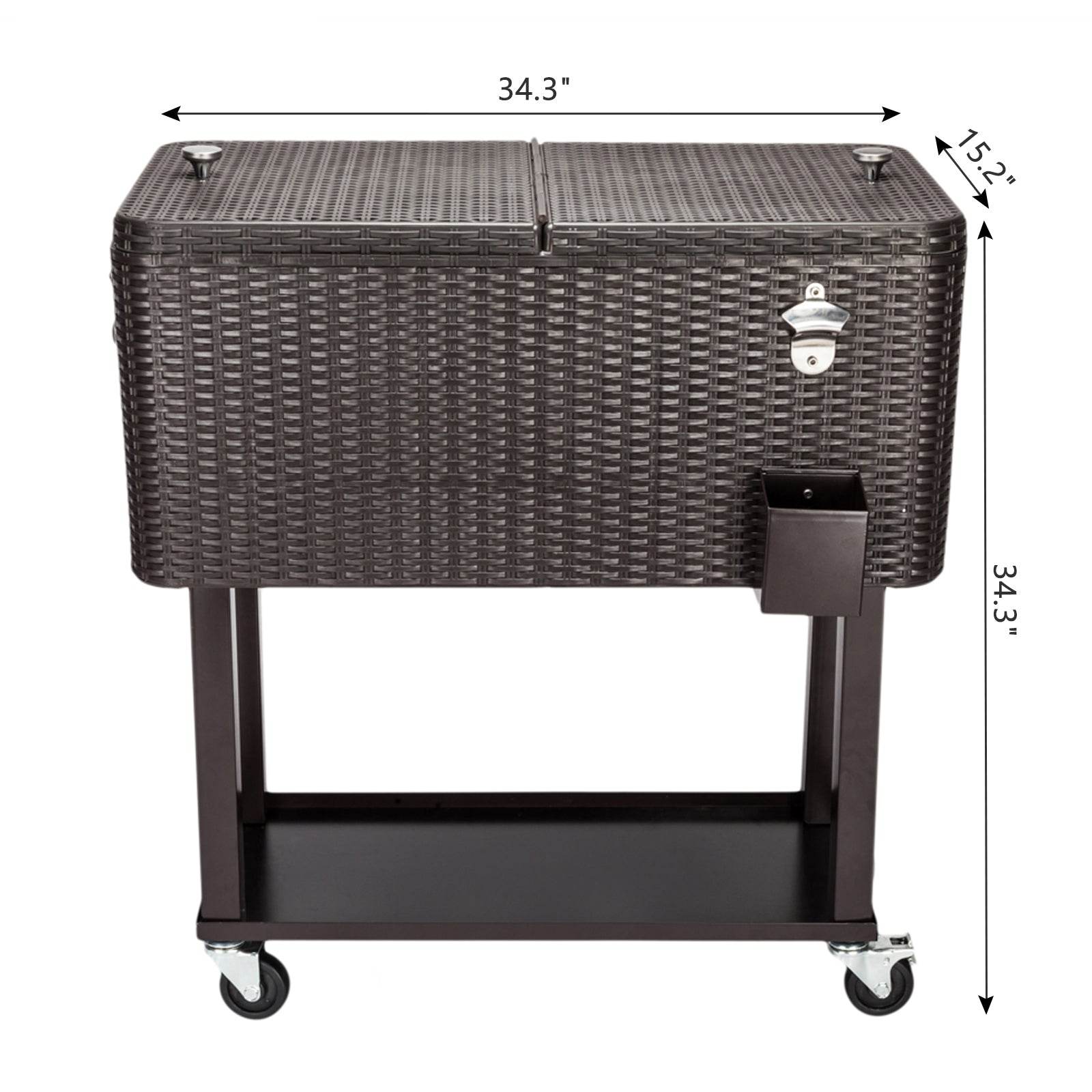 mlnshops Rattan Cooler with Wheels for Outdoor Fun