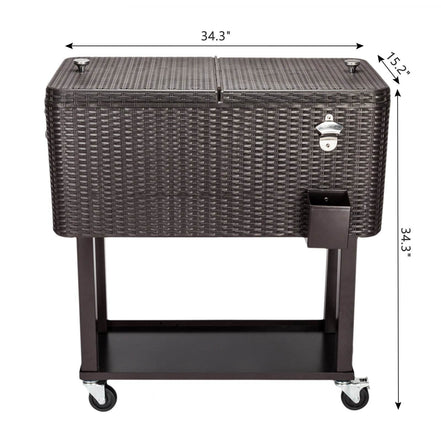 mlnshops Rattan Cooler with Wheels for Outdoor Fun