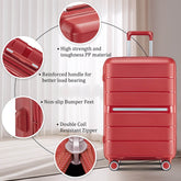 MLNshops 4 Piece Luggage Set - Durable Red Suitcase Travel Set