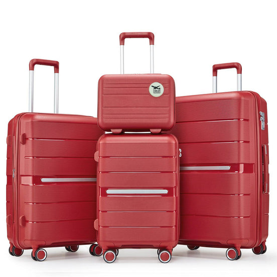 MLNshops 4 Piece Luggage Set - Durable Red Suitcase Travel Set Default