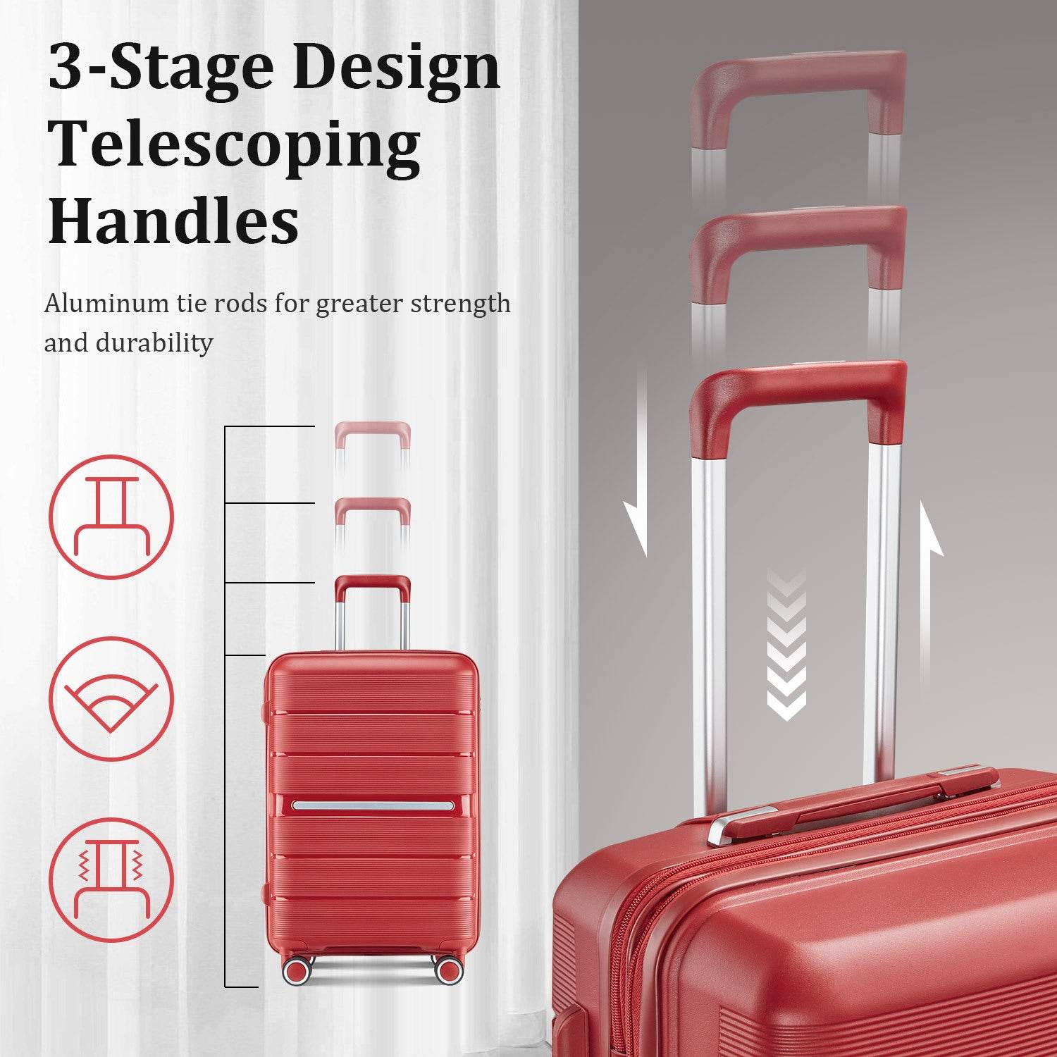 MLNshops 4 Piece Luggage Set - Durable Red Suitcase Travel Set