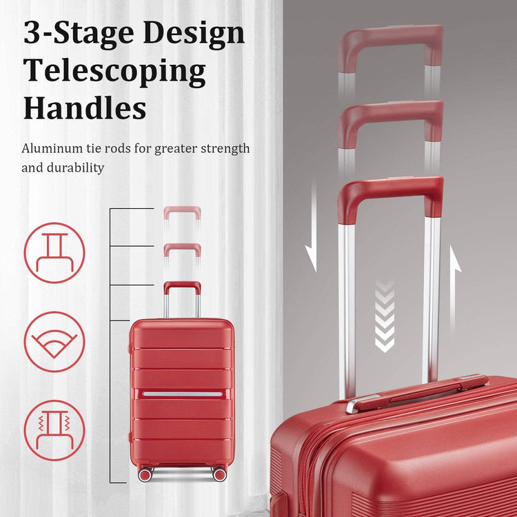 MLNshops 4 Piece Luggage Set - Durable Red Suitcase Travel Set